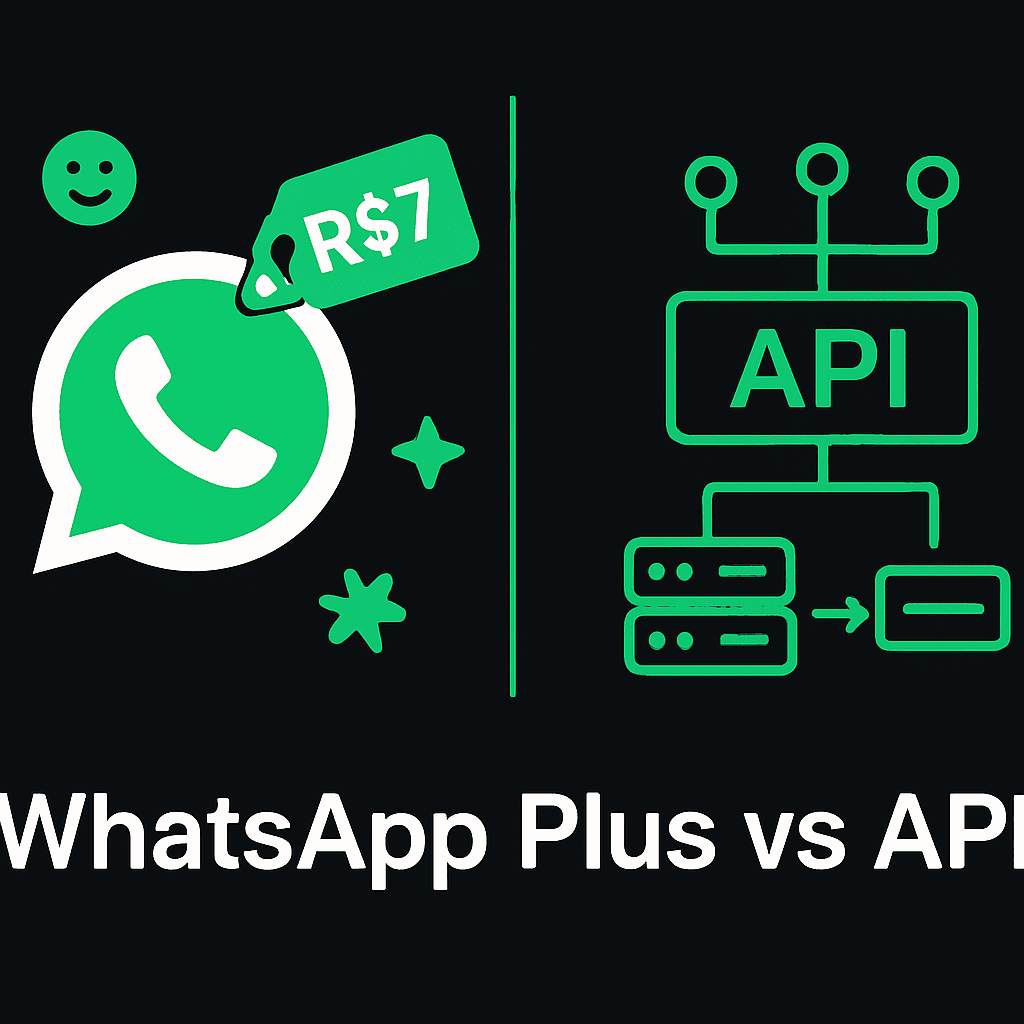 WhatsApp Plus por R$ 7/mês vs API: a diferença que importa